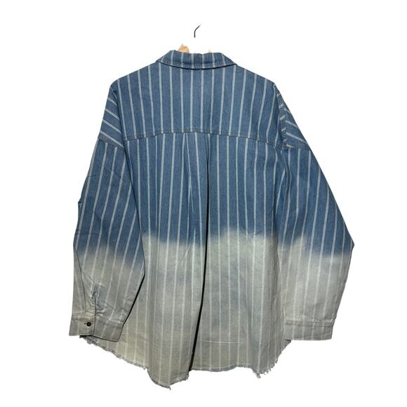 White Birch Denim Perfection Can't Be Tamed Button Down Shacket Tunic Ombre 1X - Picture 9 of 13